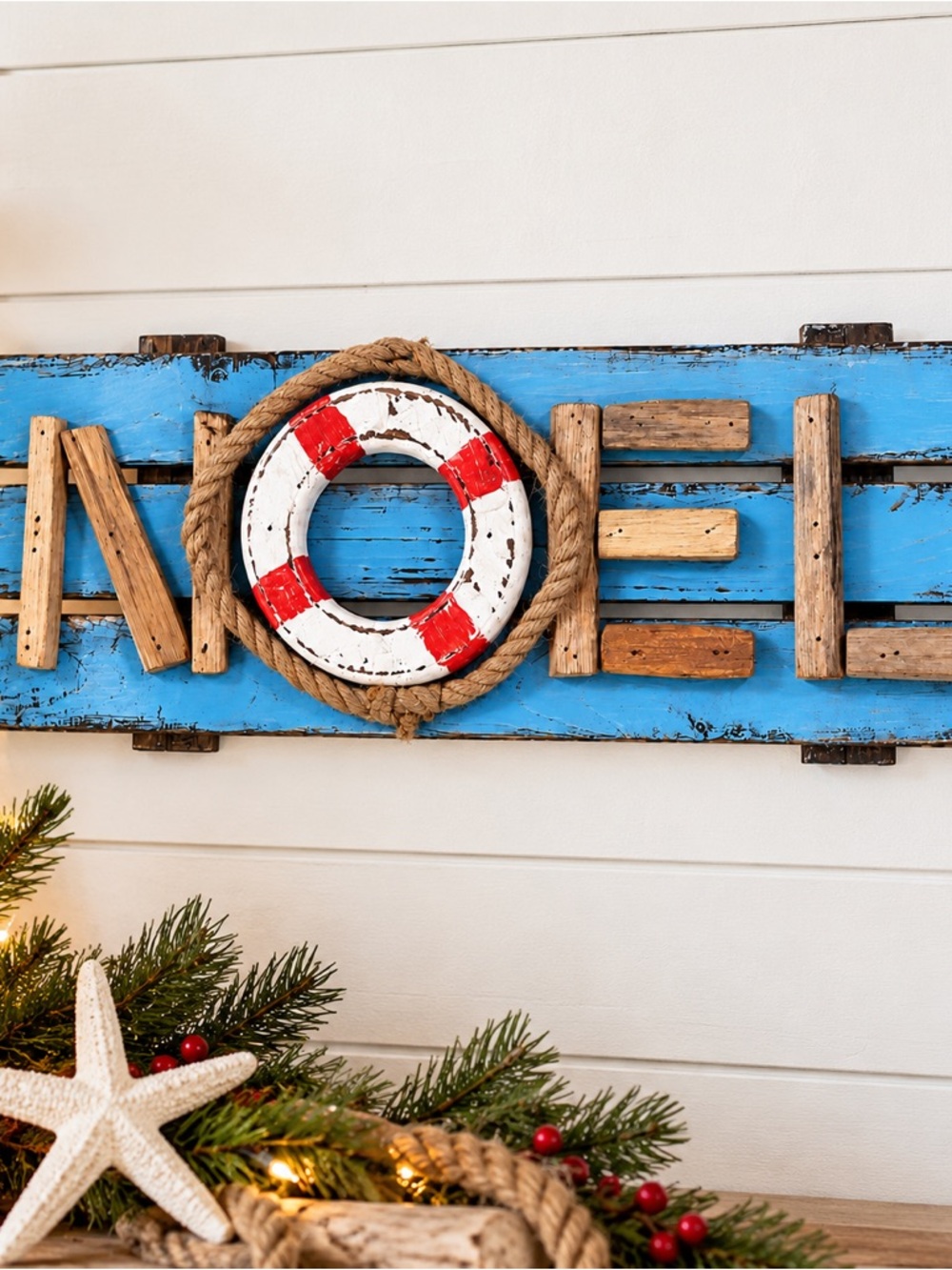 Noel Nautical Wall Sign in Blue and White